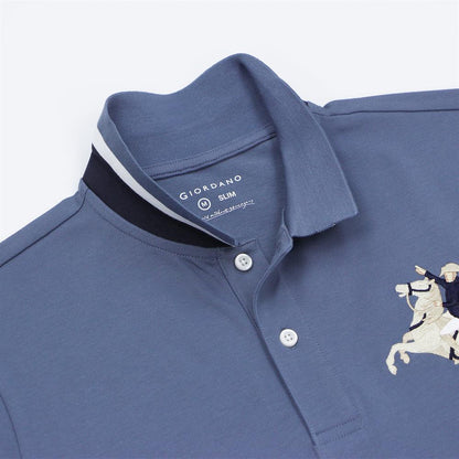 Men's Slim Fit Cotton Short Sleeve Napoleon Polo - Giordano