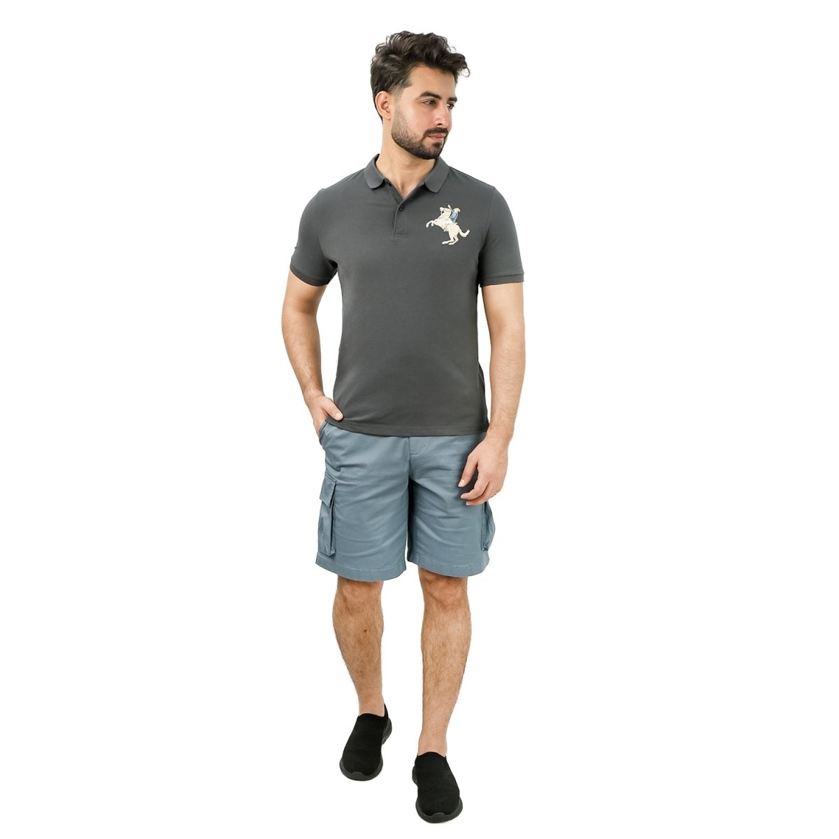Men's Slim Fit Cotton Short Sleeve Napoleon Polo - Giordano