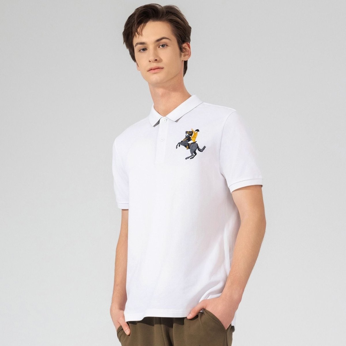 Men's Slim Fit Cotton Short Sleeve Napoleon Polo - Giordano