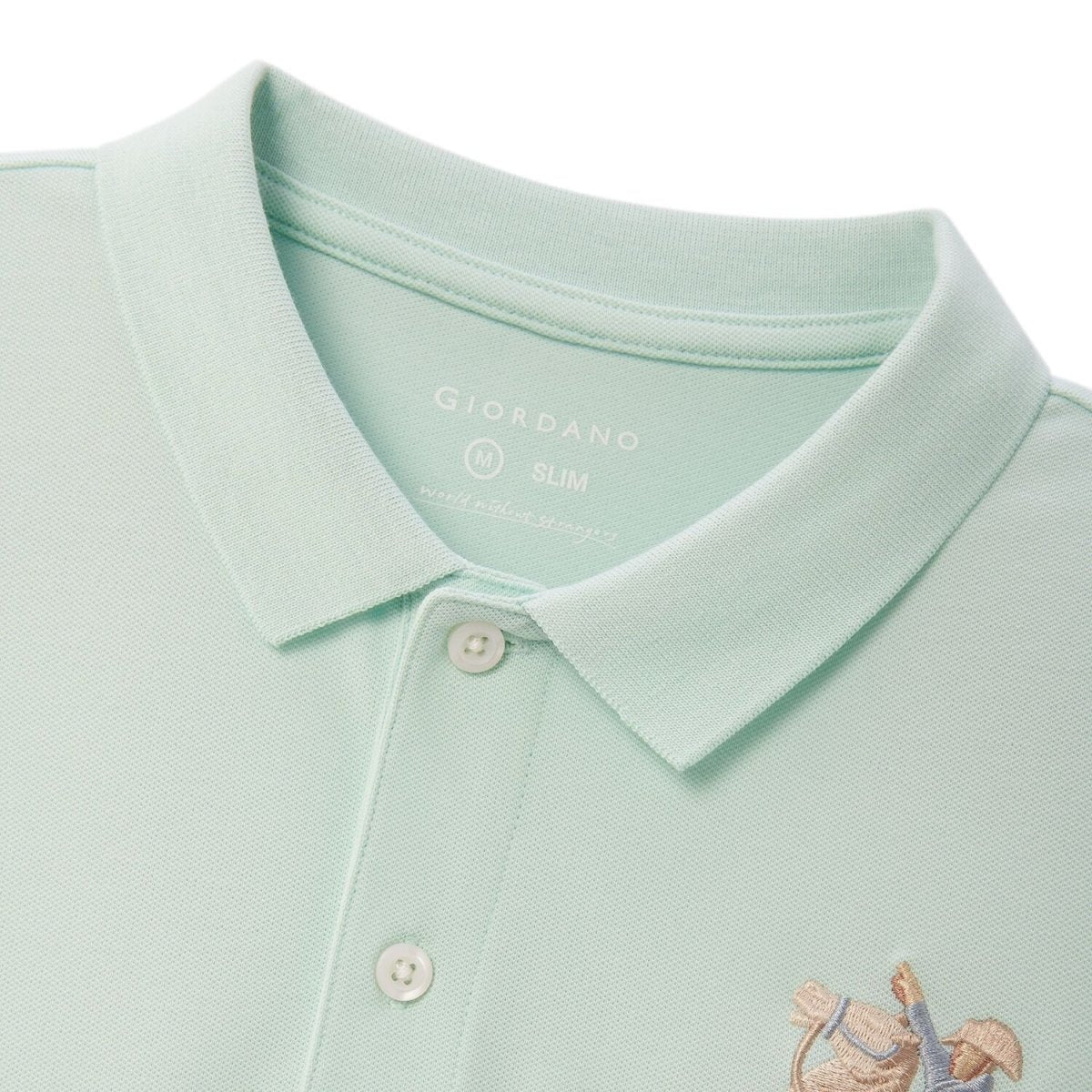 Men's Slim Fit Cotton Short Sleeve Napoleon Polo - Giordano