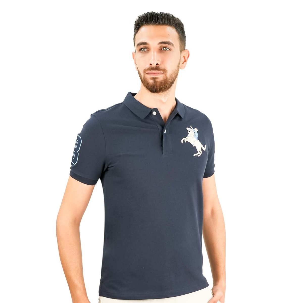 Men's Slim Fit Cotton Short Sleeve Napoleon Polo - Giordano