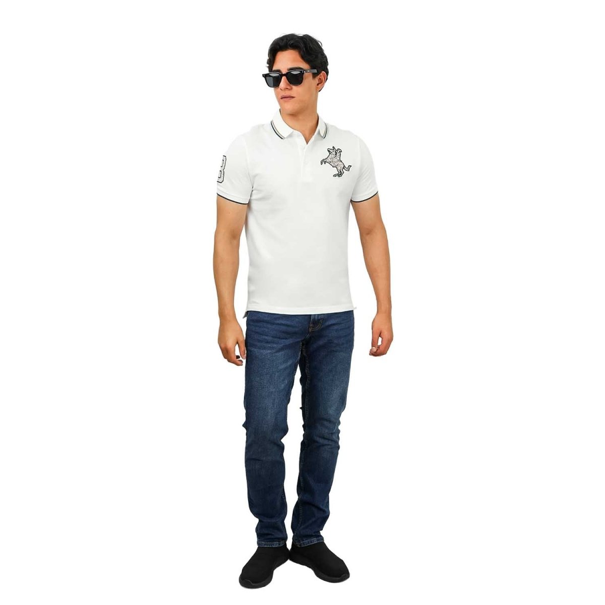 Men's Slim Fit Cotton Short Sleeve Napoleon Polo - Giordano