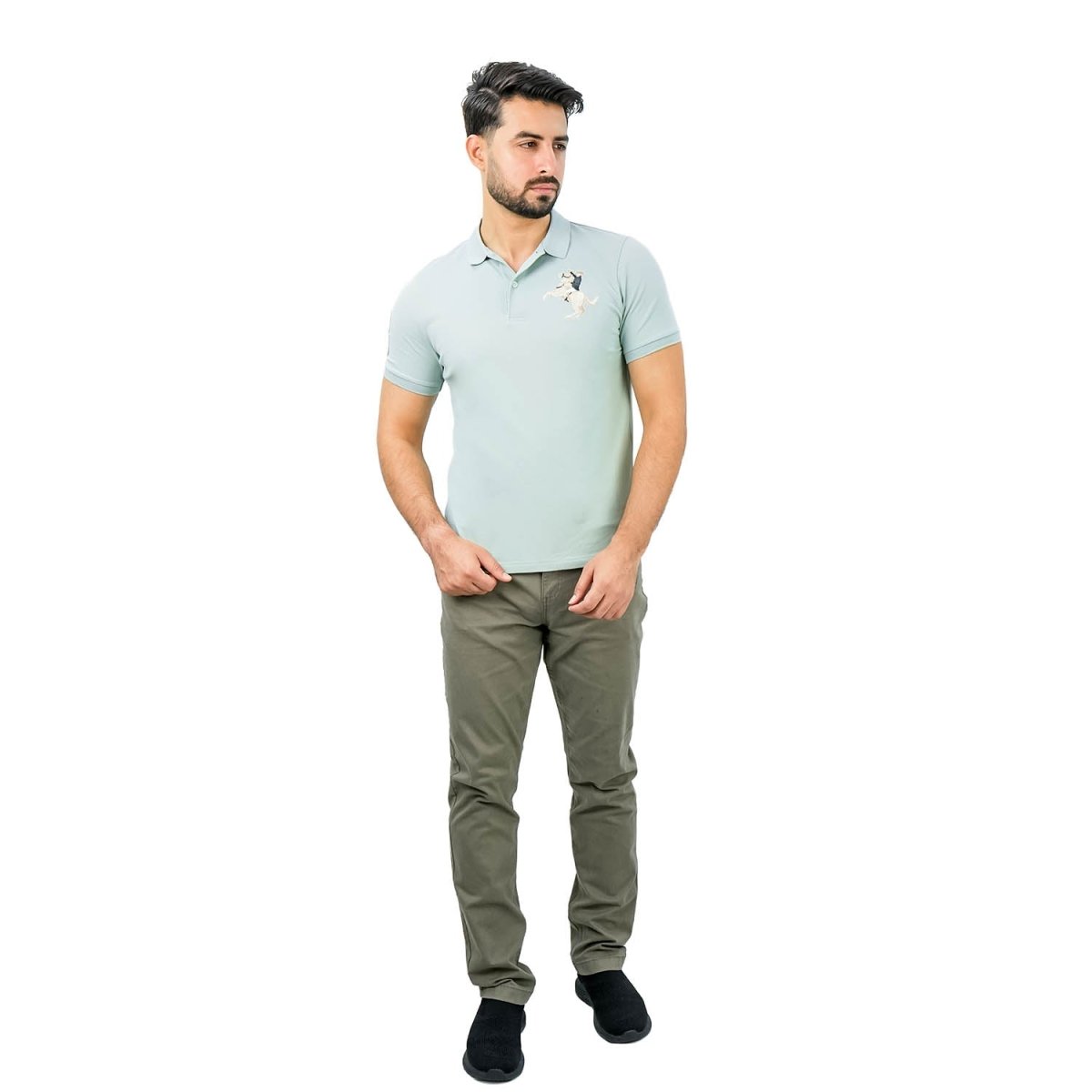 Men's Slim Fit Cotton Short Sleeve Napoleon Polo - Giordano