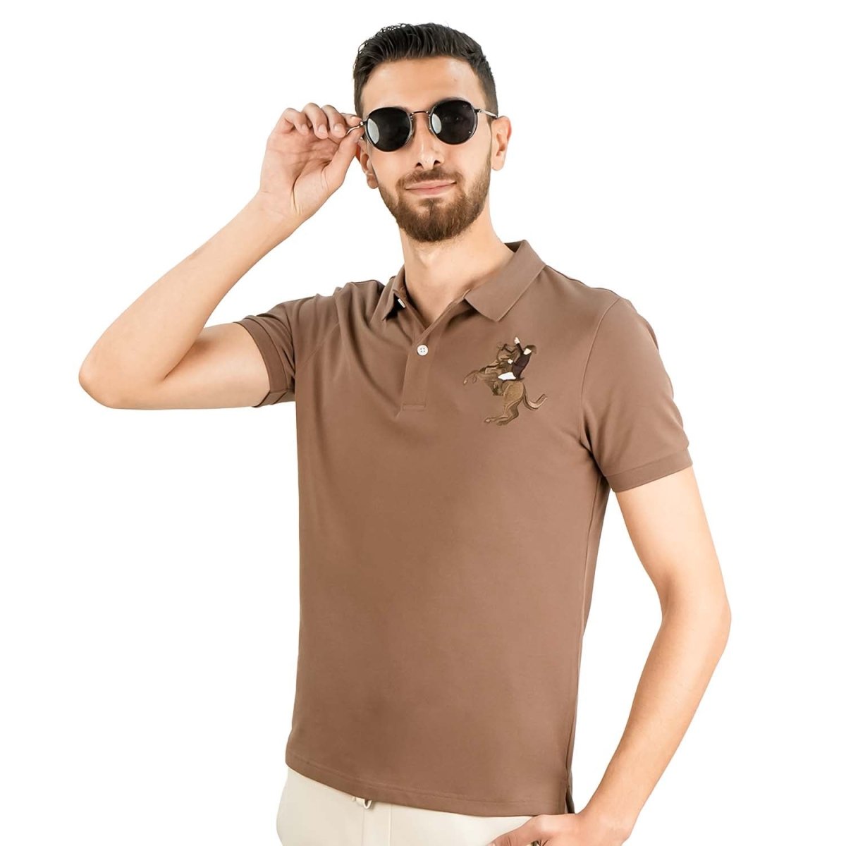 Men's Slim Fit Cotton Short Sleeve Napoleon Polo - Giordano
