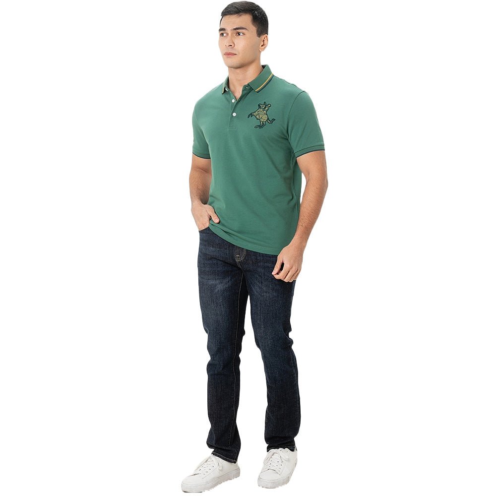 Men's Slim Fit Cotton Short Sleeve Napoleon Polo - Giordano