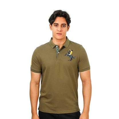 Men's Slim Fit Cotton Short Sleeve Napoleon Polo - Giordano