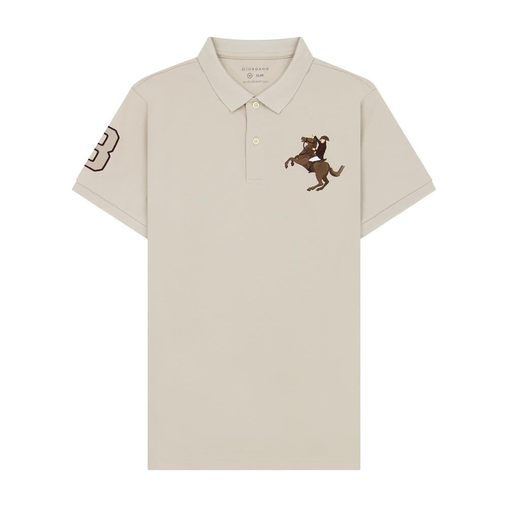 Men's Slim Fit Cotton Short Sleeve Napoleon Polo - Giordano