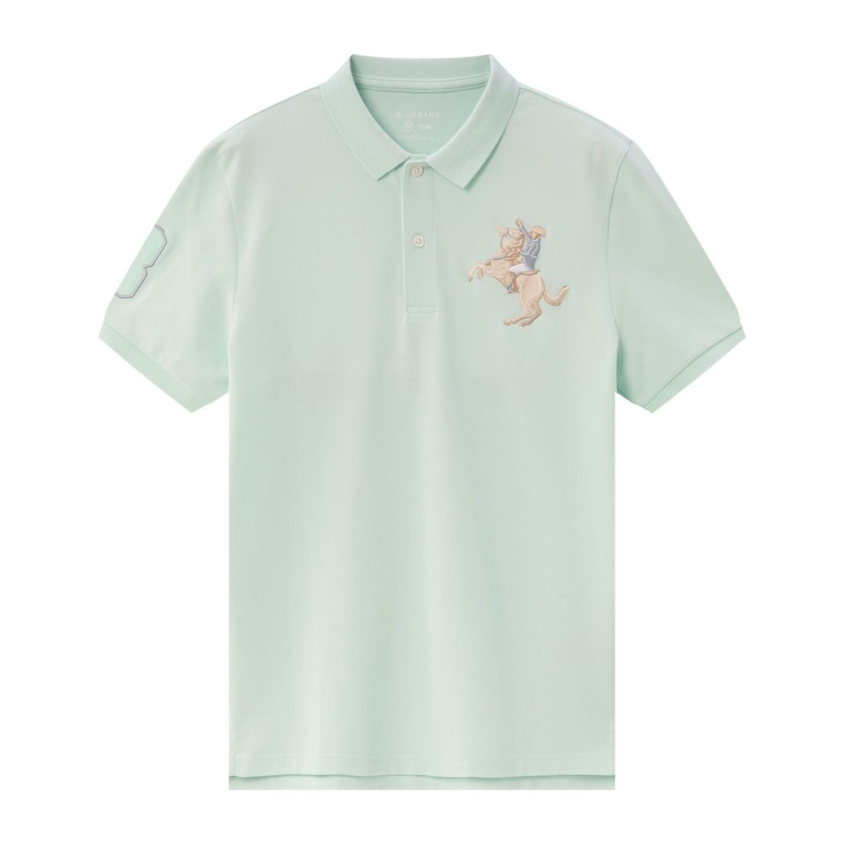 Men's Slim Fit Cotton Short Sleeve Napoleon Polo - Giordano