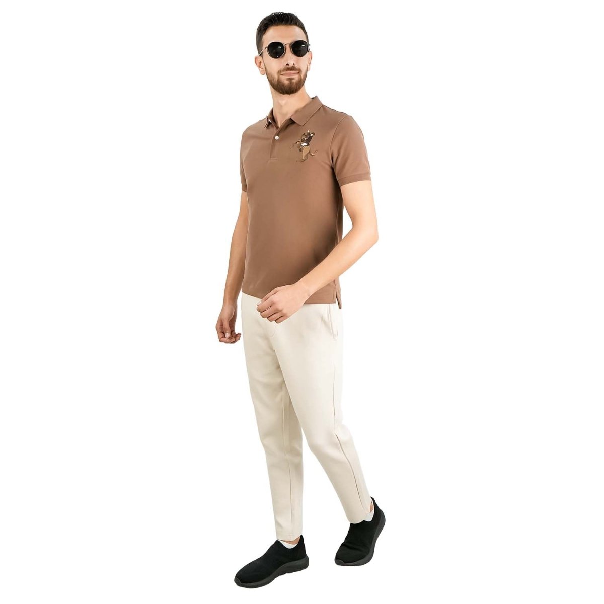 Men's Slim Fit Cotton Short Sleeve Napoleon Polo - Giordano