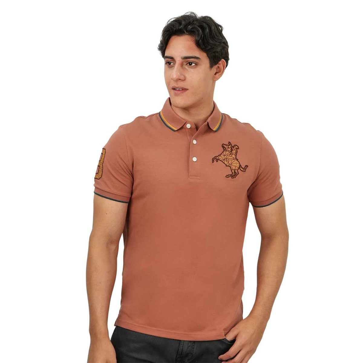 Men's Slim Fit Cotton Short Sleeve Napoleon Polo - Giordano