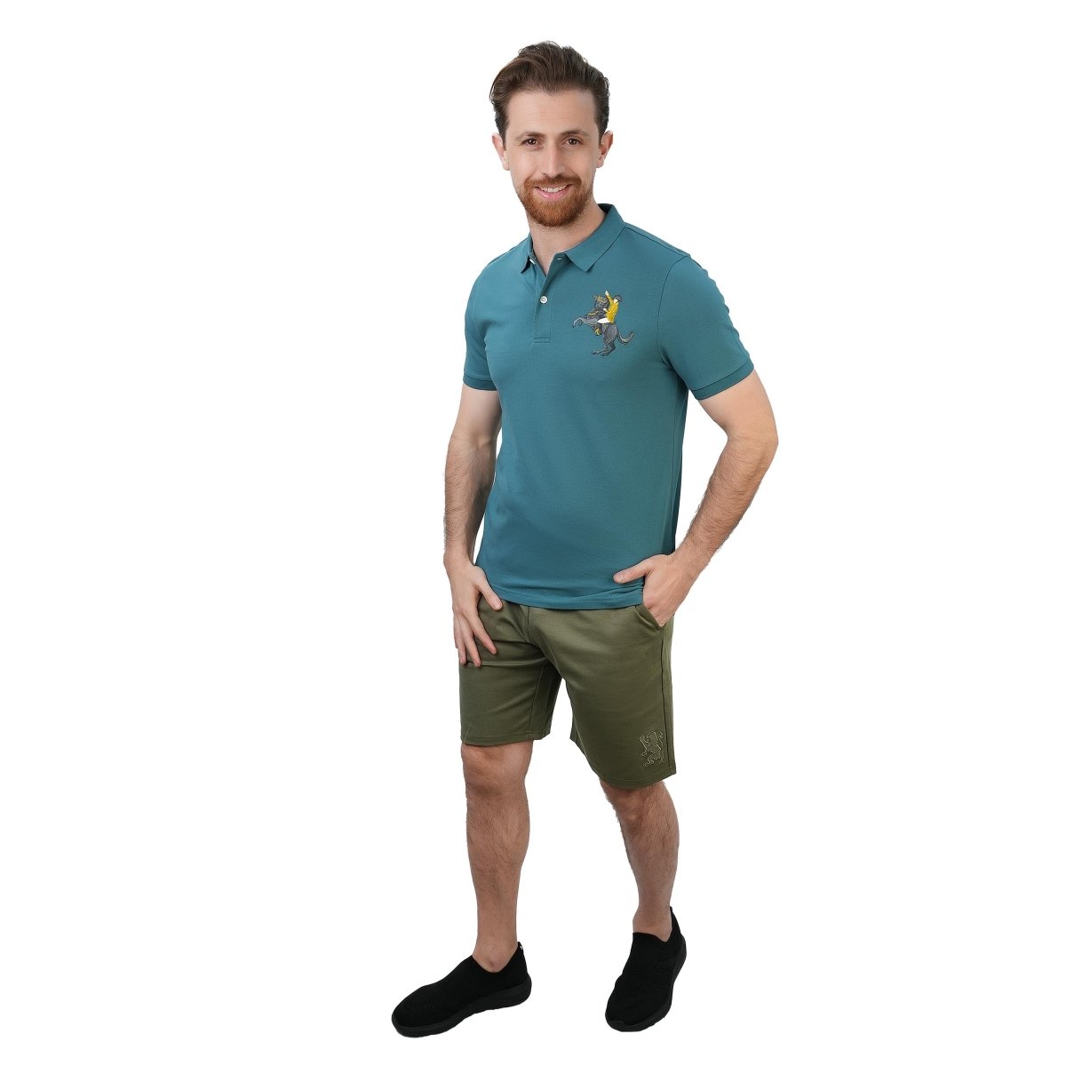 Men's Slim Fit Cotton Short Sleeve Napoleon Polo S - Shop Giordano