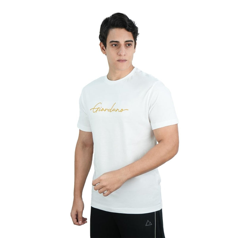 Men's Slim Fit Cotton Signature Print Tee S - Shop Giordano