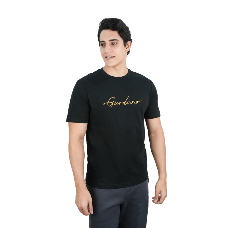 Men's Slim Fit Cotton Signature Print Tee S - Shop Giordano