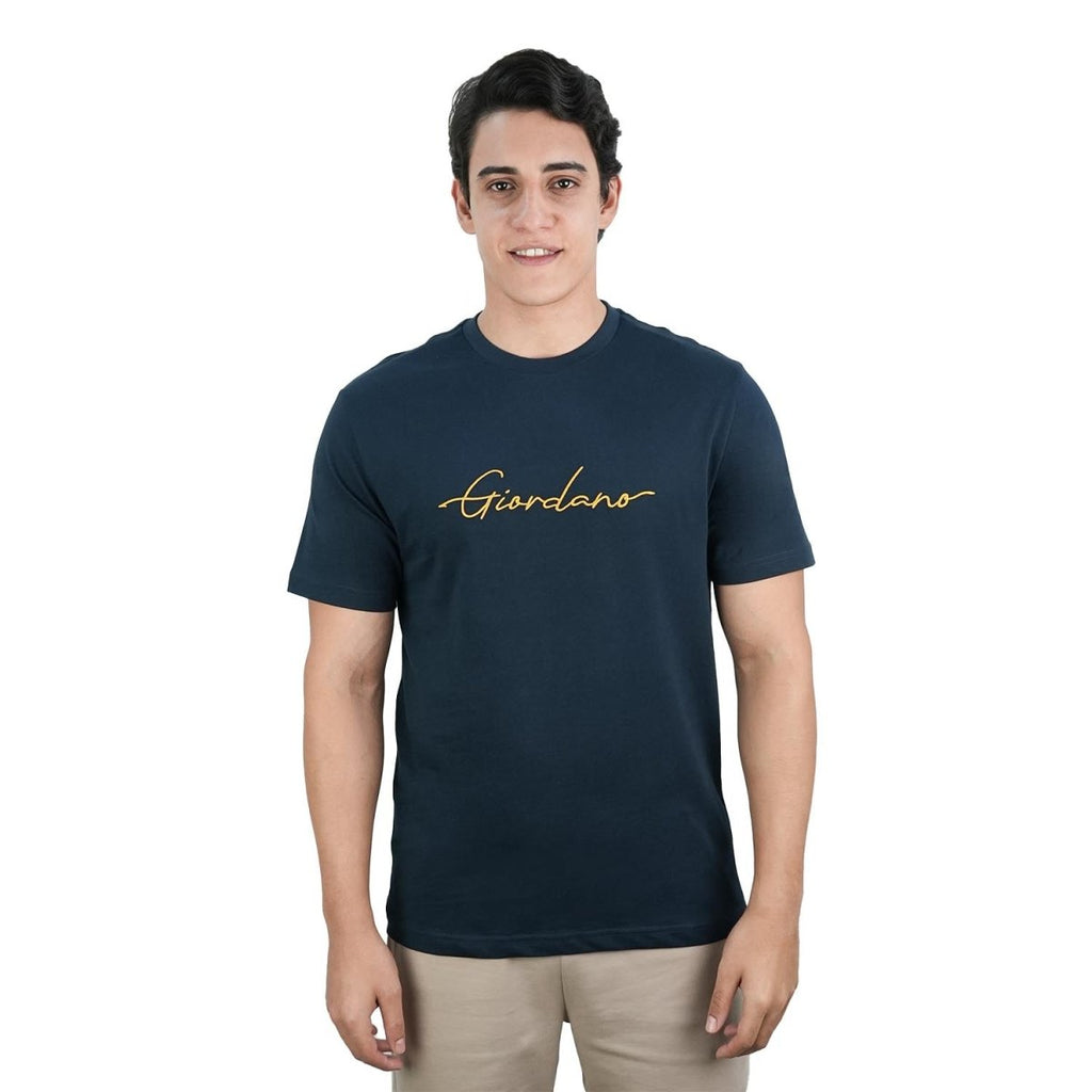 Men's Slim Fit Cotton Signature Print Tee S - Shop Giordano