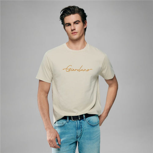 Men’S Slim Fit Cotton Signature Print Tee S - Shop Giordano