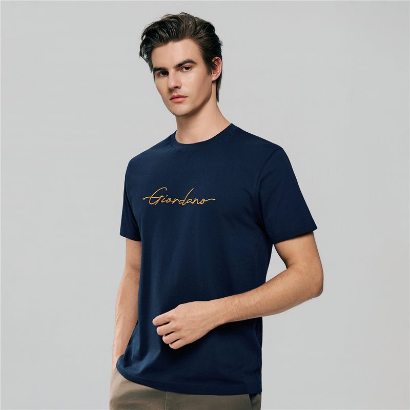 Men’S Slim Fit Cotton Signature Print Tee S - Shop Giordano