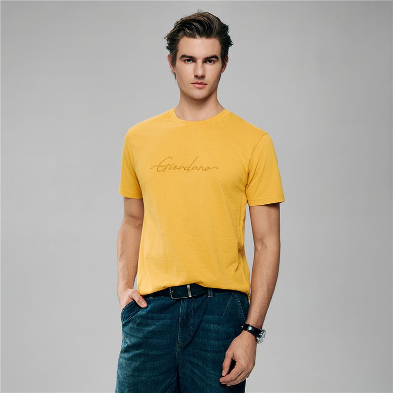 Men’S Slim Fit Cotton Signature Print Tee S - Shop Giordano