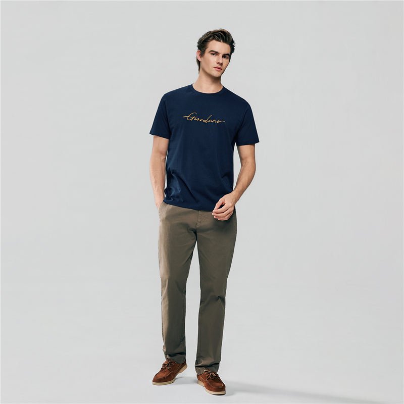 Men’S Slim Fit Cotton Signature Print Tee S - Shop Giordano