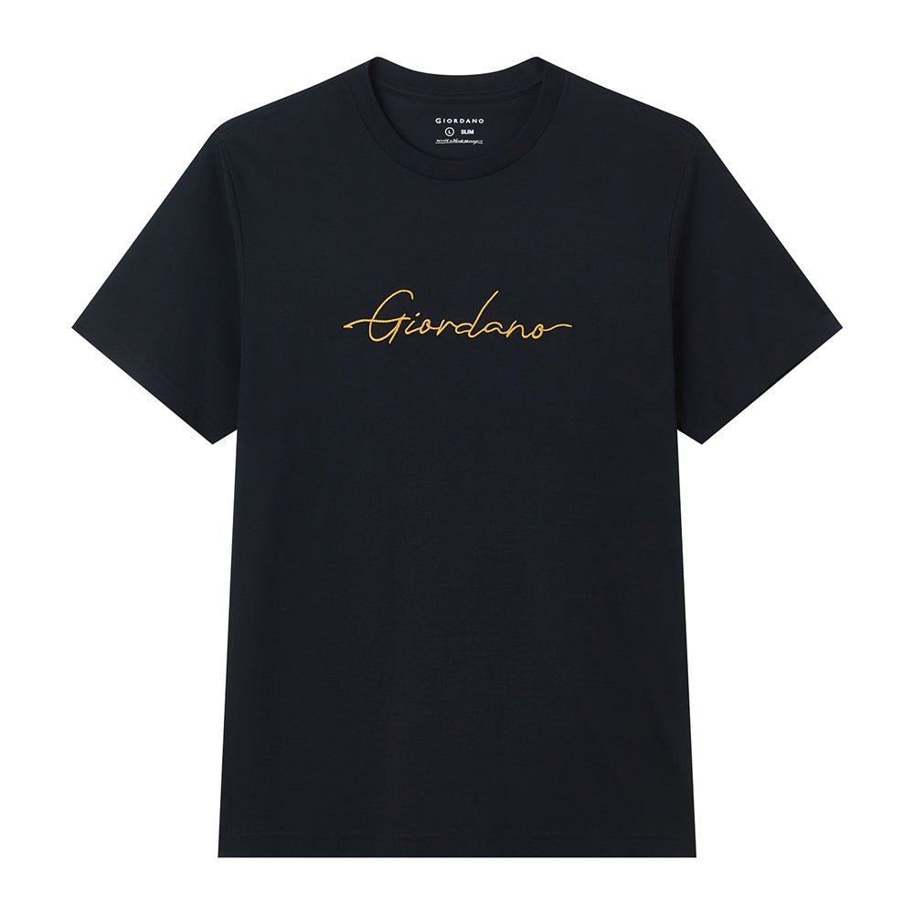 Men’S Slim Fit Cotton Signature Print Tee S - Shop Giordano