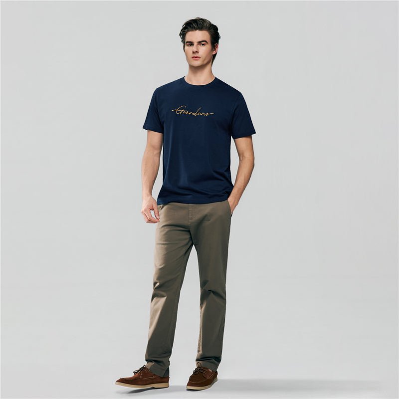 Men’S Slim Fit Cotton Signature Print Tee S - Shop Giordano