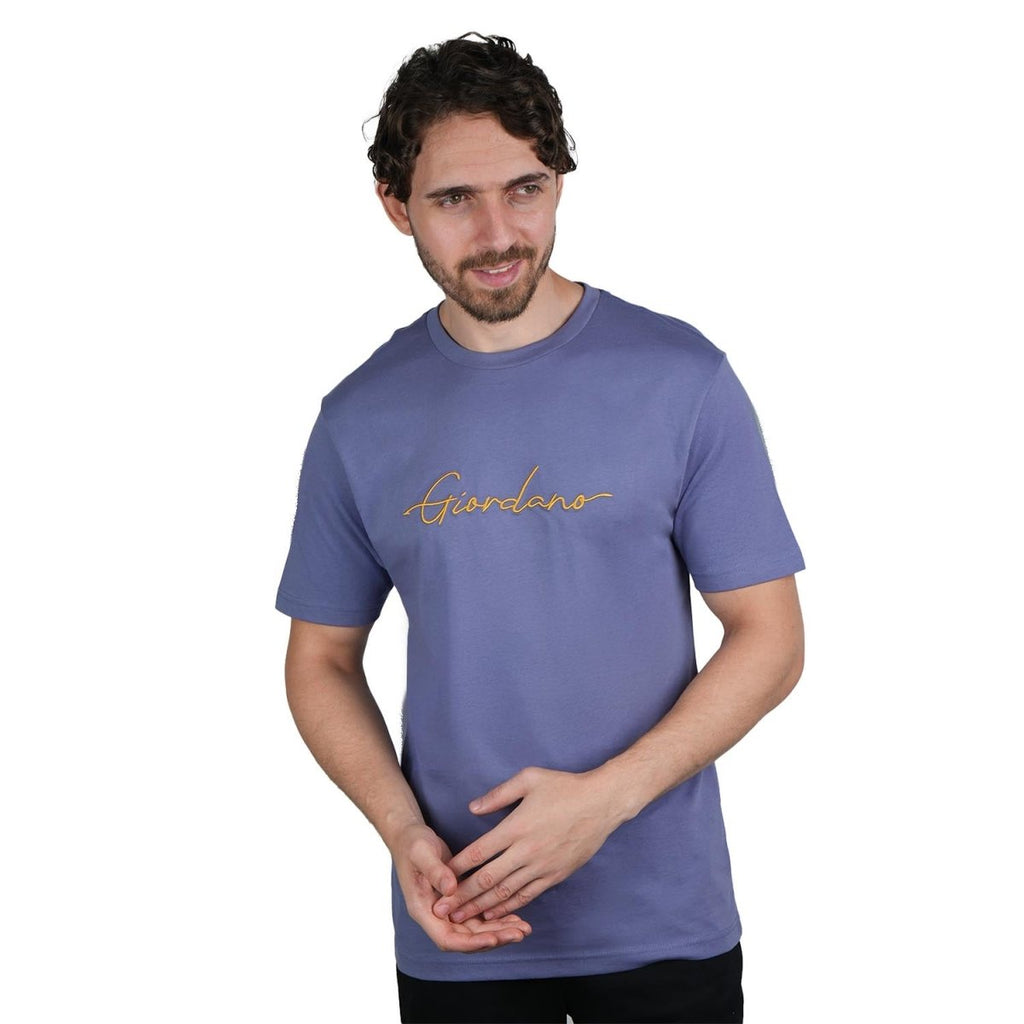 Men's Slim Fit Cotton Signature Print Tee S - Shop Giordano