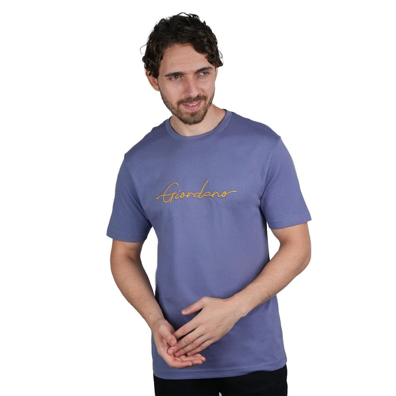 Men's Slim Fit Cotton Signature Print Tee S - Shop Giordano