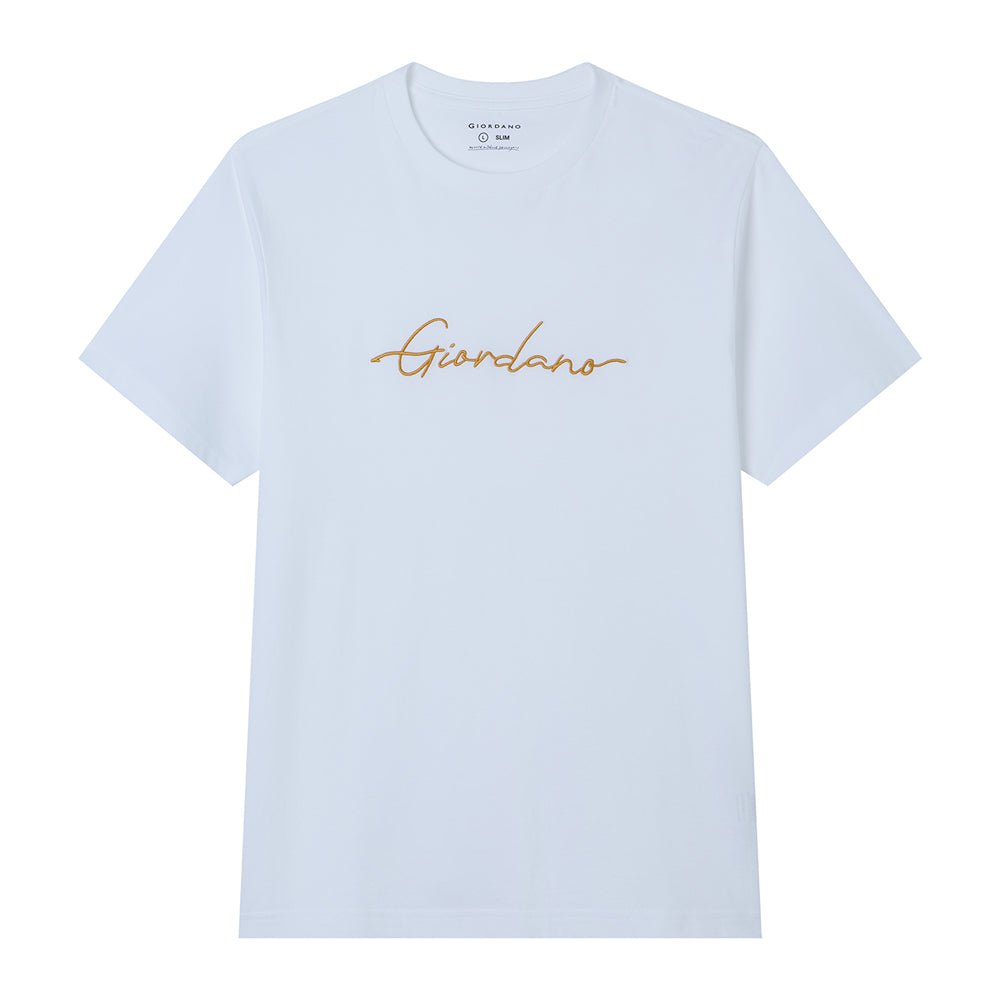 Men’S Slim Fit Cotton Signature Print Tee S - Shop Giordano