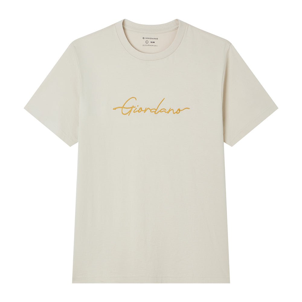Men’S Slim Fit Cotton Signature Print Tee S - Shop Giordano