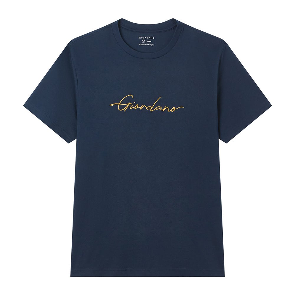 Men’S Slim Fit Cotton Signature Print Tee S - Shop Giordano
