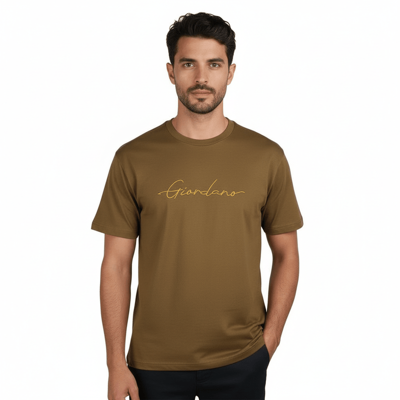 Men's Slim Fit Cotton Signature Print Tee S - Shop Giordano