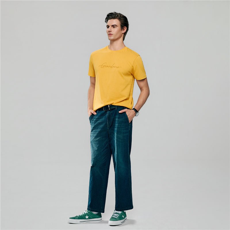 Men’S Slim Fit Cotton Signature Print Tee S - Shop Giordano