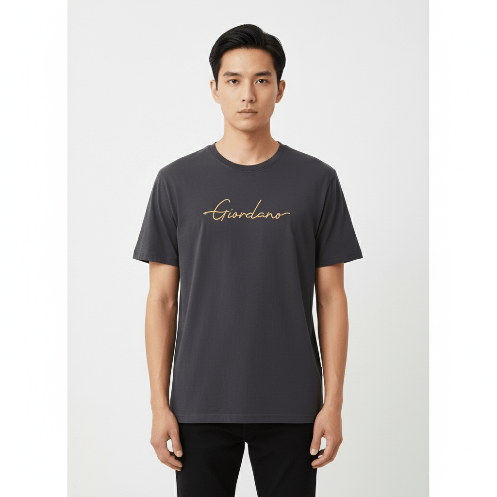 Men's Slim Fit Cotton Signature Print Tee S - Shop Giordano