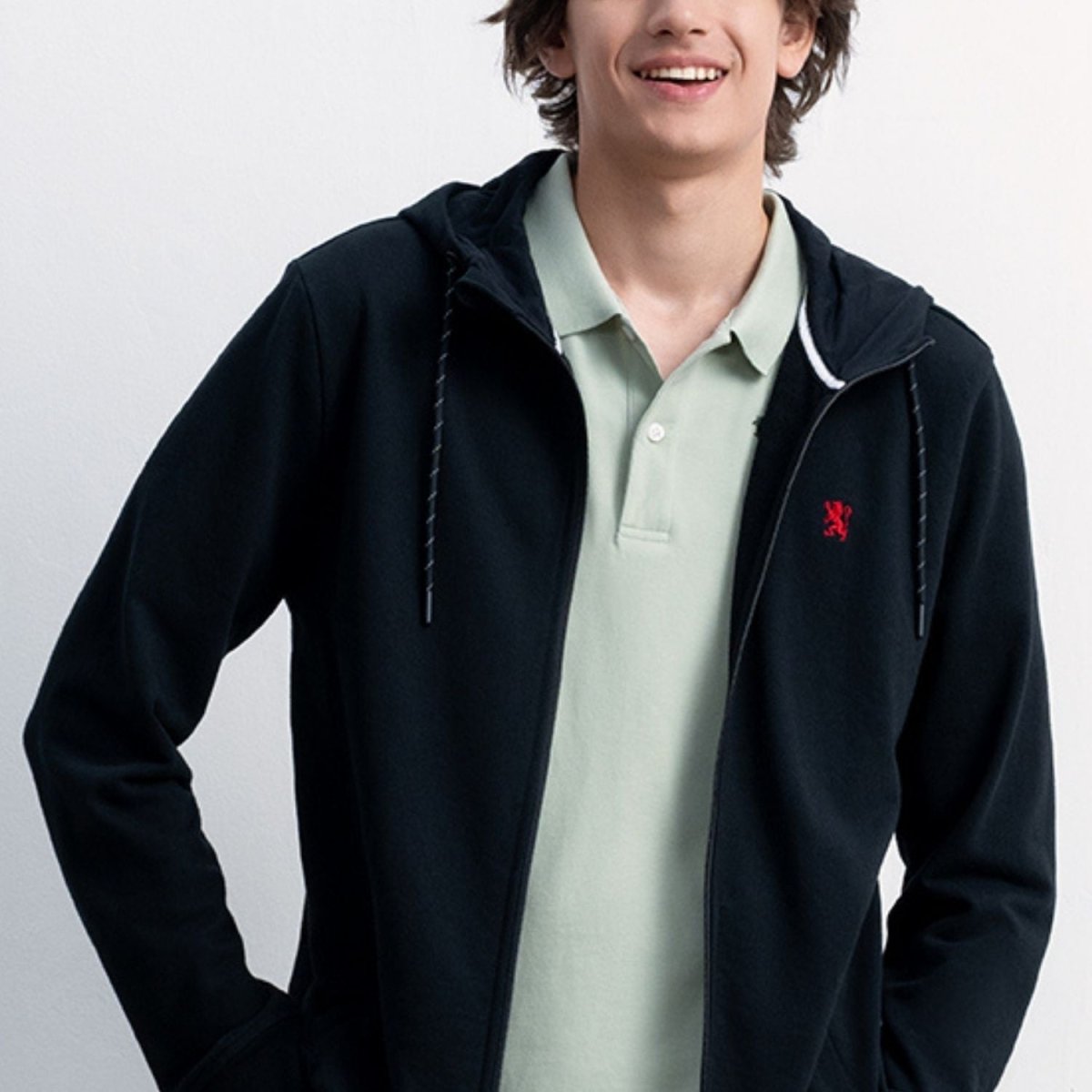 Men's Slim Fit French Terry Knit Hoodie Jacket S - Shop Giordano