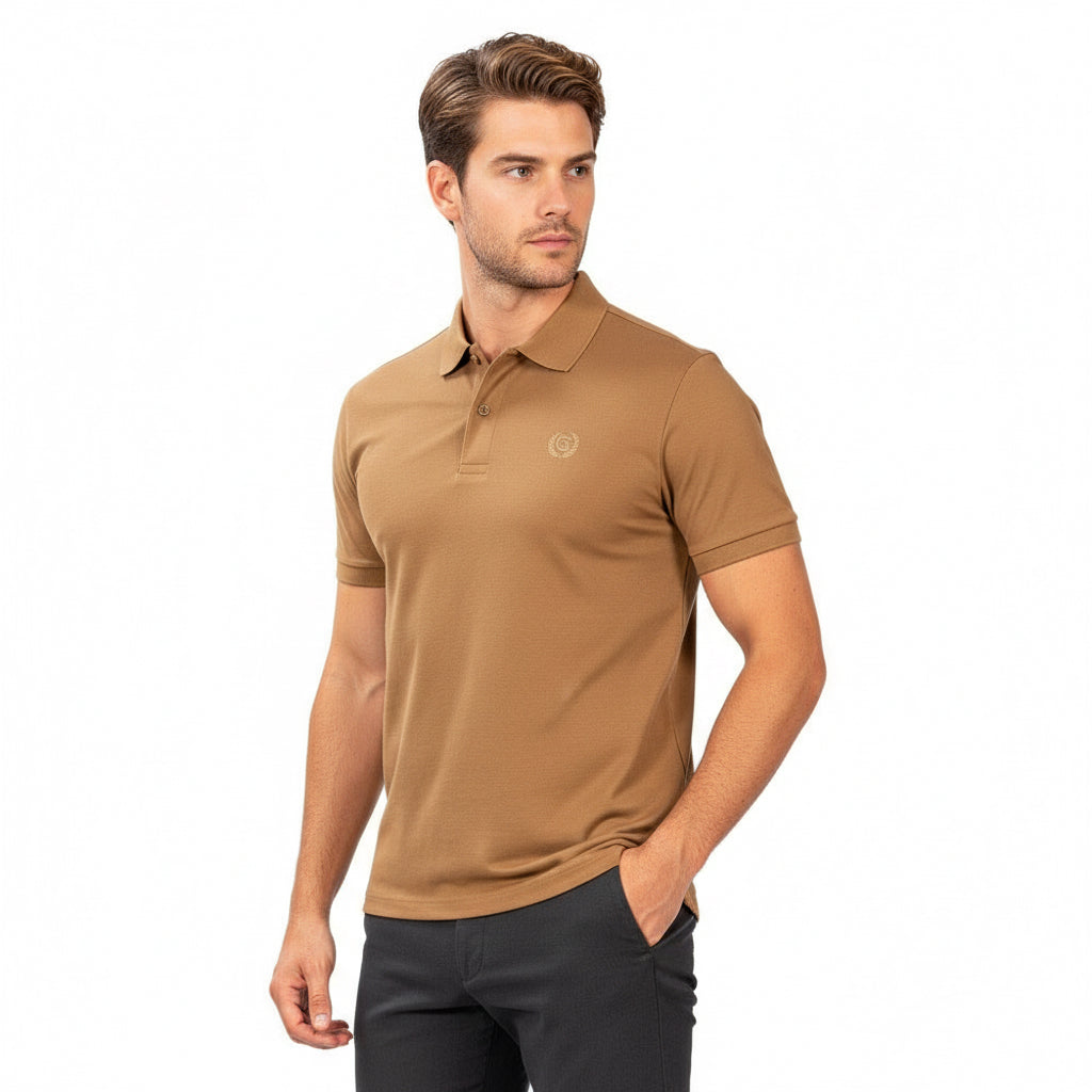 Men's Slim Fit Interlock Polo With Embroidery - Liquid Touch S - Shop Giordano
