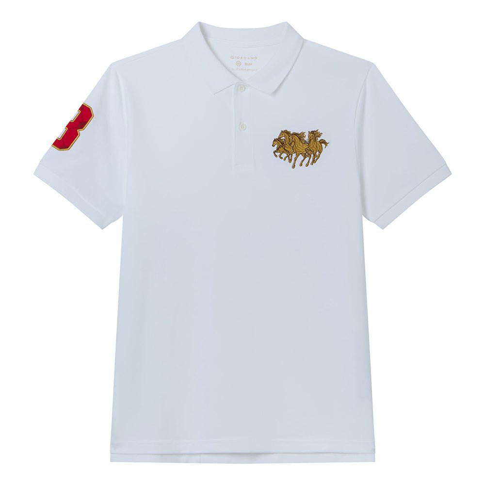 Men’S Slim Fit Lny Embroidery Lycra Pique Polo S - Shop Giordano