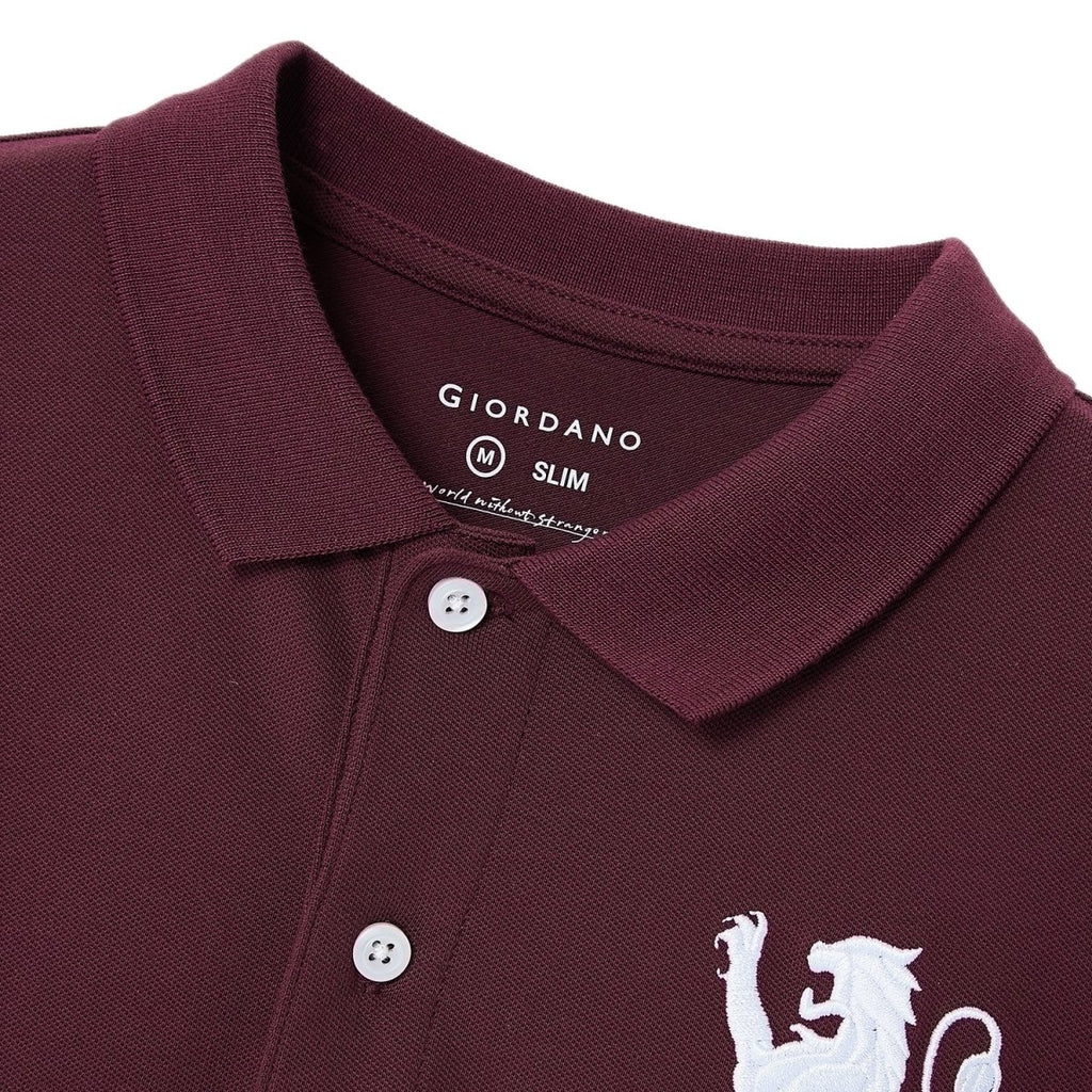 Giordano Men's Slim Fit Polo - Union Jack Embroidery - Premium Polo