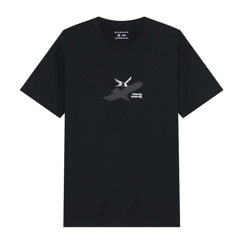 Men's Slim Fit Print Tee - Cotton Jersey, Crew Neck, Short Sleeve - Giordano