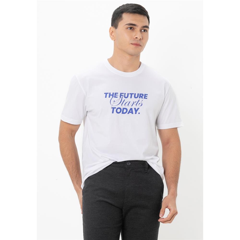 Men's Slim Fit Print Tee - Cotton Jersey, Crew Neck, Short Sleeve - Giordano