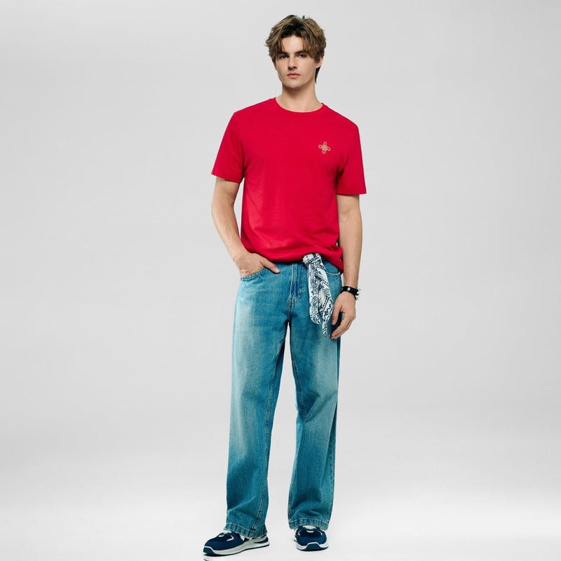 Giordano Men's Slim Fit Prosperity Gallop Cny Print Tee - first_variant_option_2 Premium Print Tee for Giordano