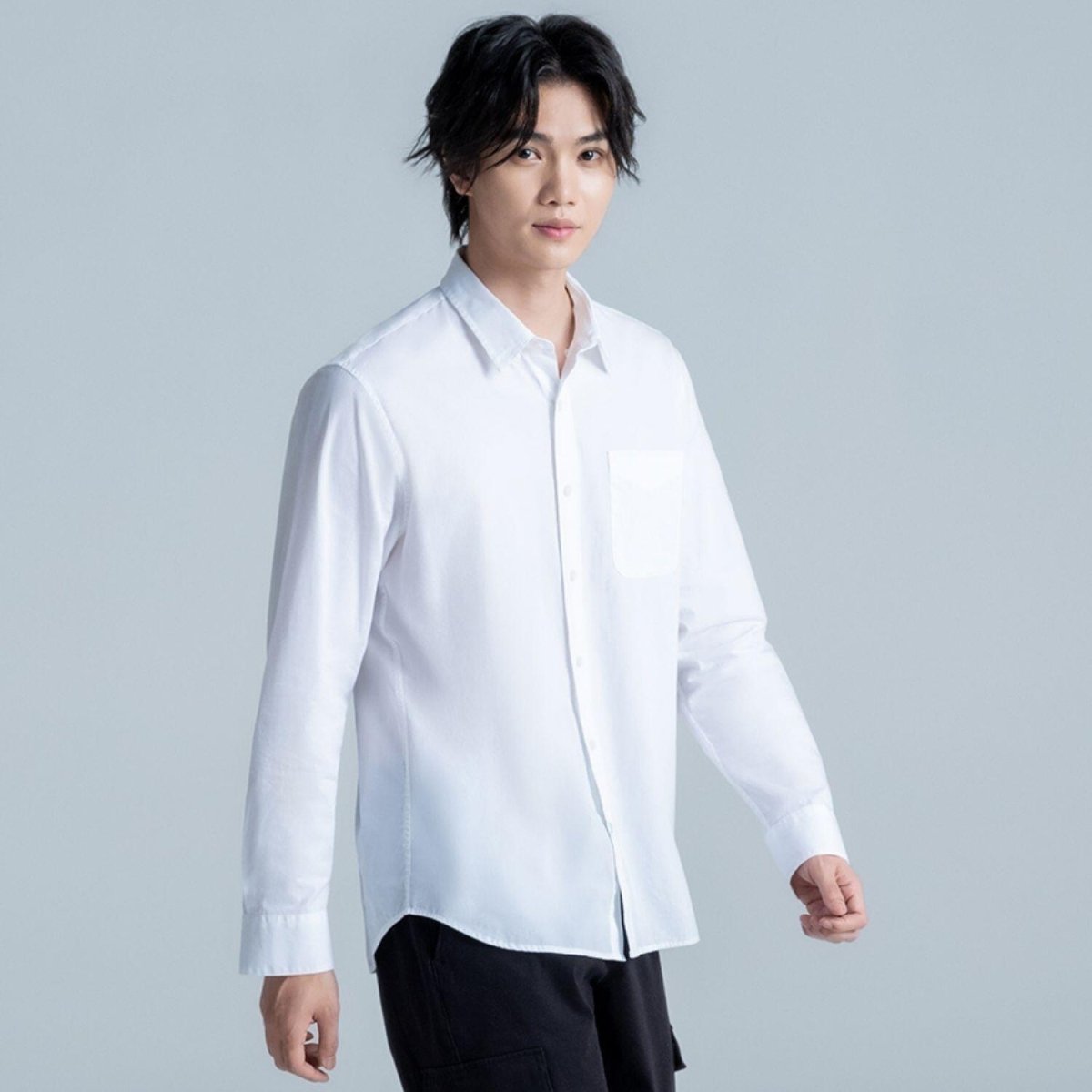 Men's Slim Fit Shirt: 100% Cotton Poplin, Long Sleeve - Giordano