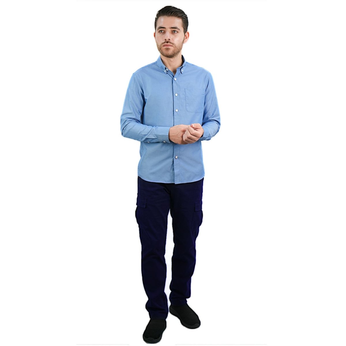 Men's Slim Fit Shirt: 100% Cotton Poplin, Long Sleeve - Giordano