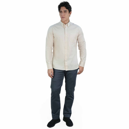 Men's Slim Fit Shirt: 100% Cotton Poplin, Long Sleeve - Giordano