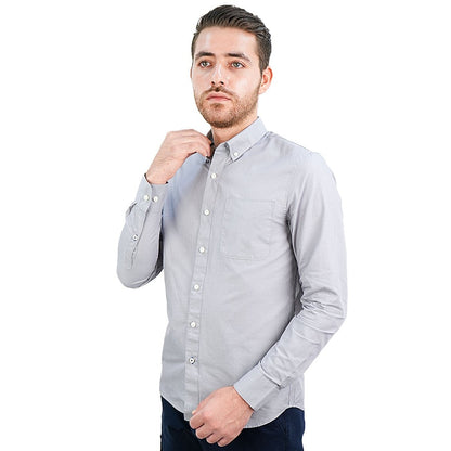Men's Slim Fit Shirt: 100% Cotton Poplin, Long Sleeve - Giordano