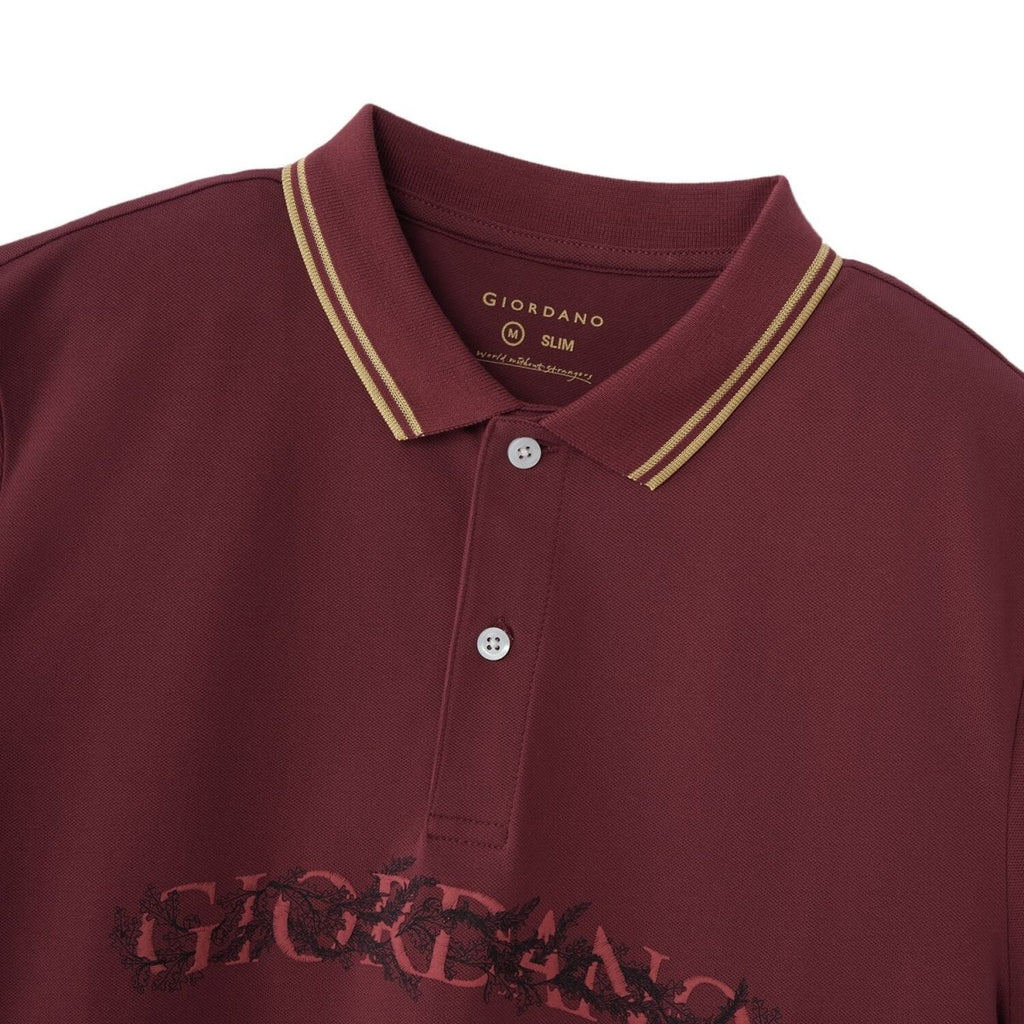 Men's Slim Fit Short Sleeve Polo With Embroidery S - Shop Giordano