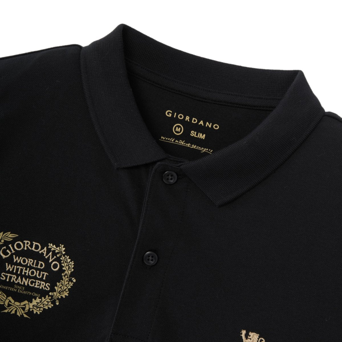 Men's Slim Fit Short Sleeve Polo With Embroidery S - Shop Giordano