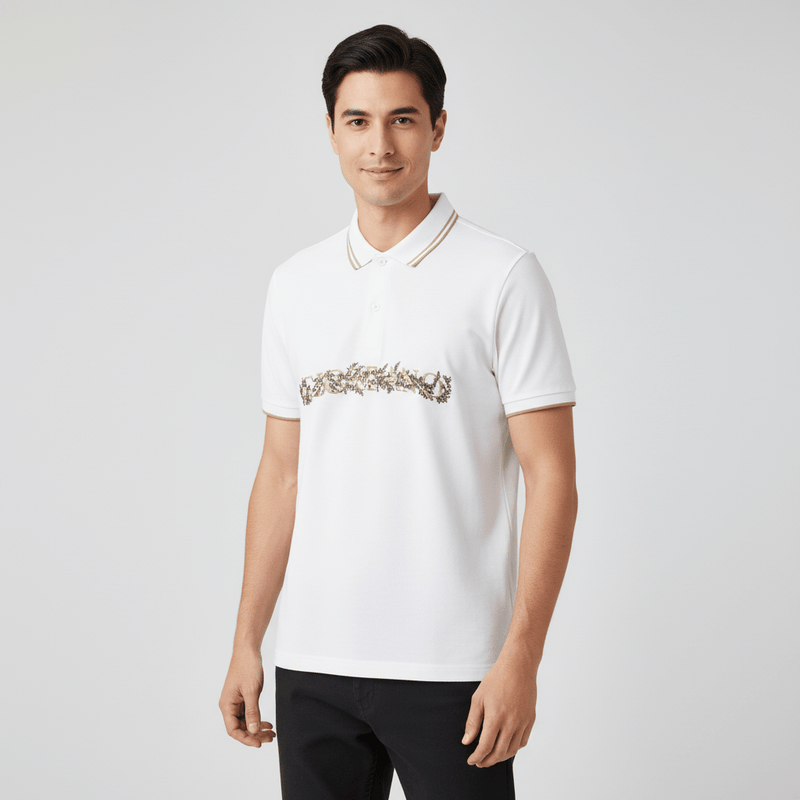 Men's Slim Fit Short Sleeve Polo With Embroidery S - Shop Giordano