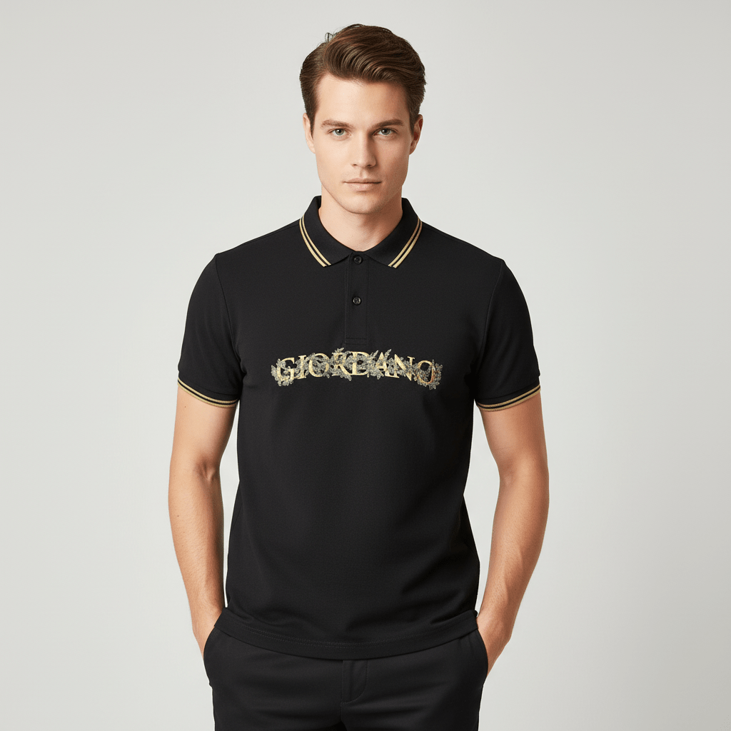 Men's Slim Fit Short Sleeve Polo With Embroidery S - Shop Giordano