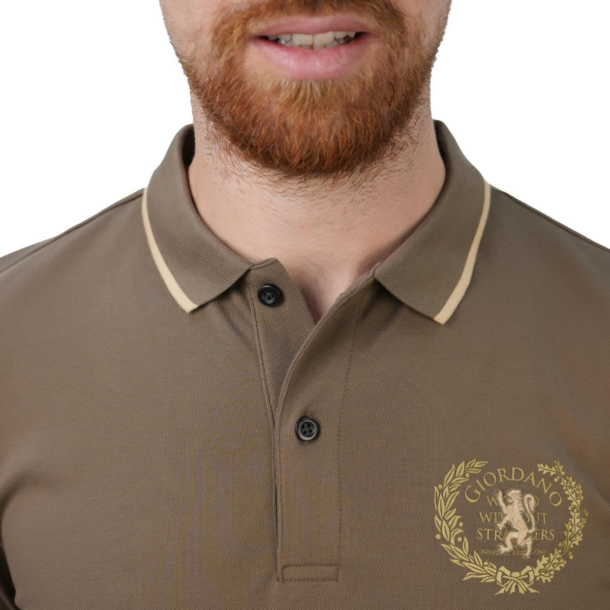 Men's Slim Fit Short Sleeve Polo With Embroidery S - Shop Giordano