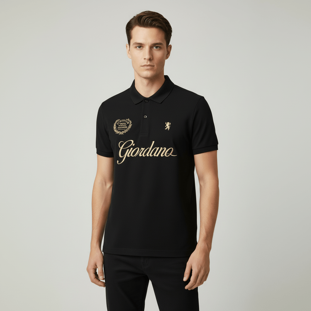 Men's Slim Fit Short Sleeve Polo With Embroidery S - Shop Giordano