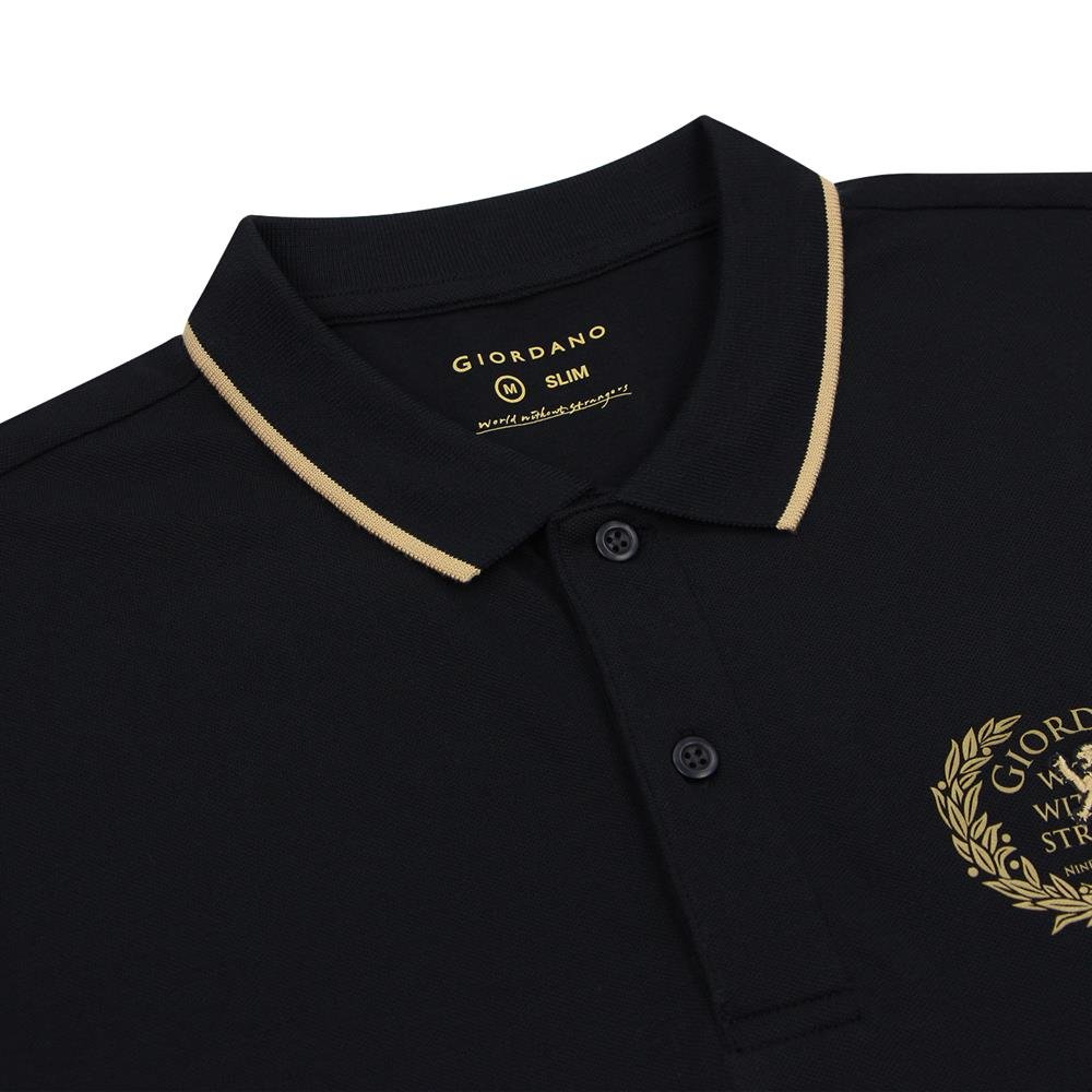 Men's Slim Fit Short Sleeve Polo With Embroidery S - Shop Giordano
